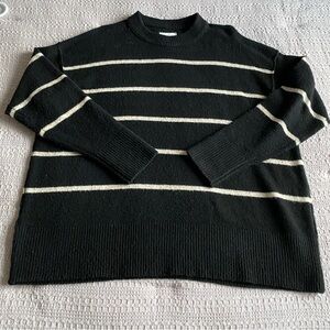 Aerie Oversized Stripe Black Cream Crew Neck Sweater XS